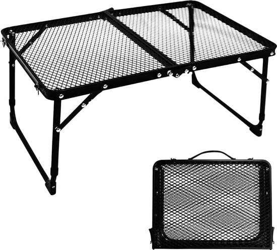 Draagbare Opvouwbare kleine Campingtafel met hittebestendig Gaastafelblad - In Hoogte Verstelbaar - Ideale bijzettafel voor Kamperen, Picknicken, Vissen, BBQ en Tuin van Hi-Gear