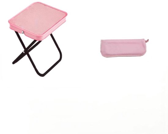 Draagbare Opvouwbare Kruk - Compacte Telescopische Kruk voor Koningsdag & Vrijmarkt - Lichtgewicht Krukje met Handvat - Stevig Zitje voor Onderweg - Ideaal voor de Vrijmarkt, Festivals, Kamperen, Vissen en Outdoor- roze