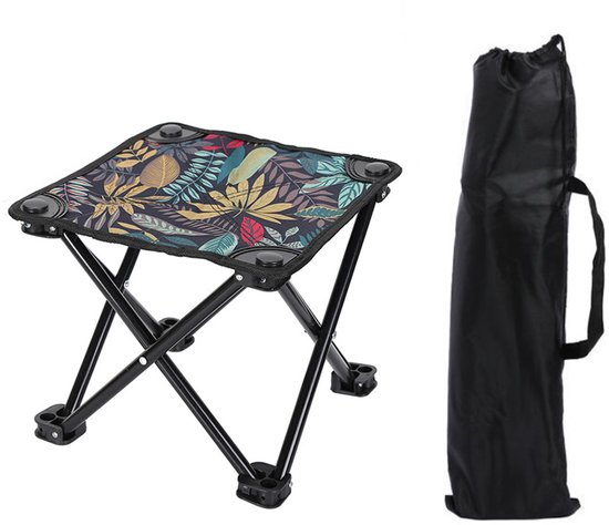 Draagbare opvouwbare kruk - geschikt voor buitenactiviteiten zoals kamperen, vissen, wandelen, tuinieren en strandactiviteiten - lichtgewicht kleine stoel - wordt geleverd met een opbergtas - 28cm x 28cm x 32cm