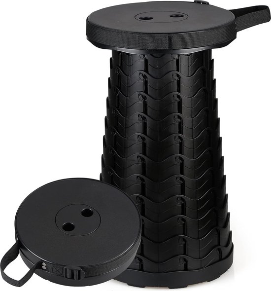 Draagbare opvouwbare kruk - intrekbare kampeerkruk, kleine telescopische kruk voor vissen/BBQ/binnen-/buitenactiviteiten, maximale belasting 397 lbs, in hoogte verstelbaar van Camping&Hiking