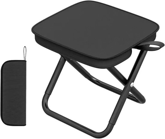 Draagbare Opvouwbare Kruk - Opvouwbare Kampeerkruk - Mini-opvouwbare Kruk -Opbergen in een Rugzak, Auto of Camper - Geschikt voor Reizen, Tuin, Terras, Vissen, Barbecue, Strand - Zwart