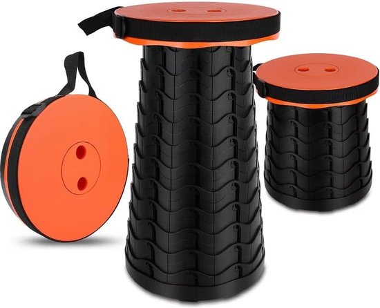 Draagbare opvouwbare kruk, verbeterde telescopische campingkruk, verstelbare lichtgewicht kruk voor buiten kamperen/tuin/vissen/wandelen/reizen/BBQ (oranje) van ACVCY