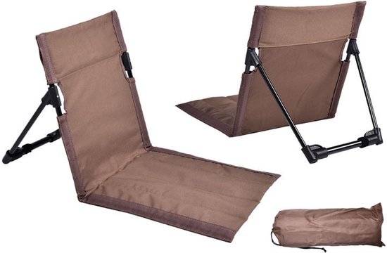 Draagbare opvouwbare stoel - 1 stuk - Vloermat tuinstoel - Opvouwbare stoel voor buiten op het strand - Vloerstoel met rugmatras - Met opbergtas - Opvouwbare tuinstoel voor buiten - Voor vissen, reizen, picknicken - 39,5 x 39 x 68 cm