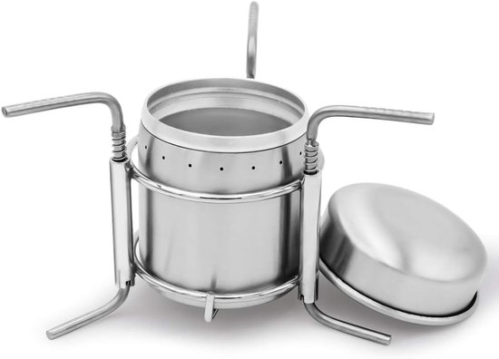 Draagbare Outdoor Mini Rvs Ultralight Vloeibare Alcohol Kachel Brander Oven met Rack Ondersteuning Stand voor Backpacken Picknick Wandelen Camping Survival van Merkloos