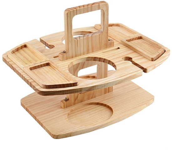 Draagbare Picknick Houten Wijnglas Houder Afneembare Wijntafel (Hout Kleur)