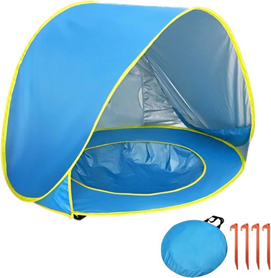 Draagbare pop-up strandtent voor baby's met UV-bescherming, mini-zwembad en windscherm voor peuters, ideaal voor strand, tuin en picknick