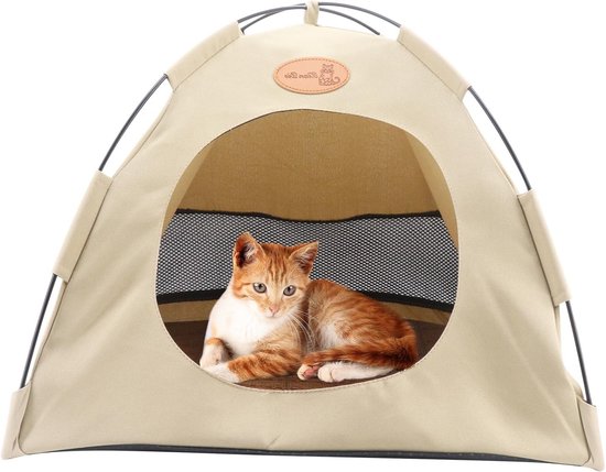 Draagbare Pop-up Tent voor Katten en Kleine Honden, Tipi Bed met Koelmatten voor Binnen en Buiten, Ideaal voor Reizen en Zomergebruik