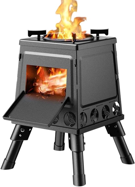 Draagbare Raketoven - Kooktoestel Buiten - Kamperen Koken - Opvouwbaar Koolstofstaal - 3.95 kg - Zwart