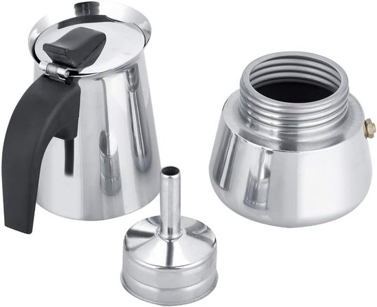 Draagbare roestvrijstalen koffiepot - moka maker - mokka-machine voor alle soorten kookplaten - 200 ml - koffiezetten van Relaxdays