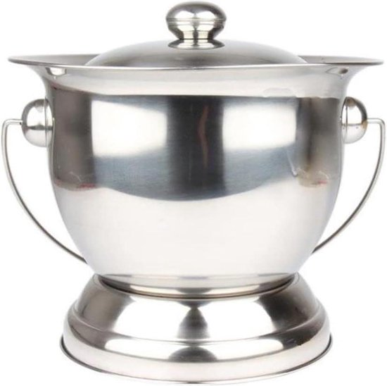 Draagbare roestvrijstalen toilettenkamer pot urine emmers bedpannen spittoon met deksels en handvat - kinderen zwangere vrouw volwassenen - zilver van HMAKGG