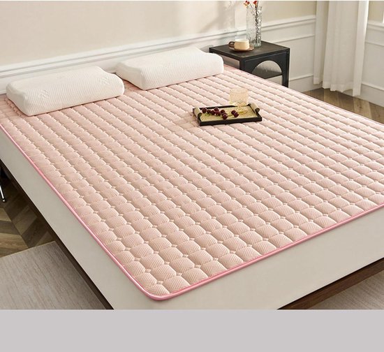 Draagbare roze 2 cm dikke traagschuim slaapmat - ademend opvouwbaar matras voor bed, ideale zomer reizen slaapmat, comfortabele 90 x 200 cm essentiële oplossing