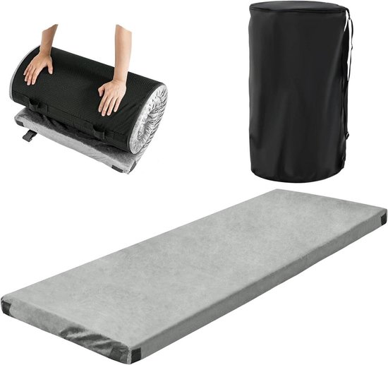 Draagbare Slaapmat - Kampeermatras Gastenmat - Comfortabel Slapen - Traagschuim Ondersteuning - 182 x 62 cm - Grijs