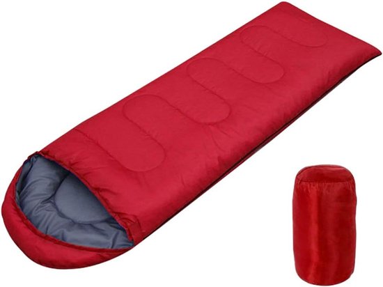 Draagbare Slaapzak - Extra Groot - Kamperen Outdoor - Waterdicht Warm - 180+30x75cm - Rood