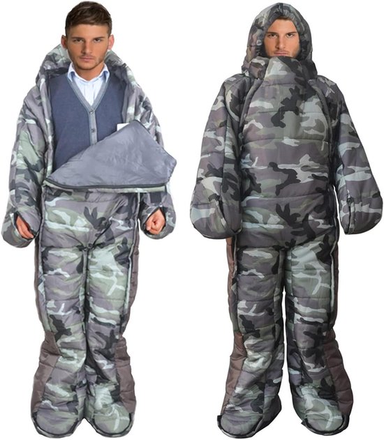 Draagbare Slaapzak - Humanoïde Slaapzak - Buiten Kamperen - Bewegen Zonder Uitkleden - XL 210 cm - Blauw
