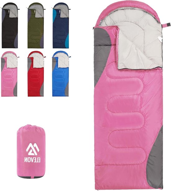 Draagbare Slaapzak - Kampeerzak Lichtgewicht - Buitenactiviteiten Kamperen - Waterdichte Polyester Buitenkant - 220 x 80 cm - Roze