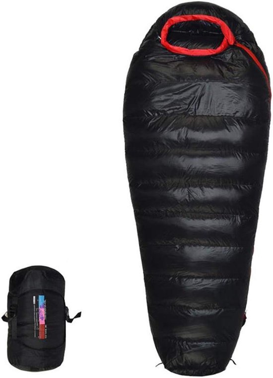 Draagbare Slaapzak - Mummy Slaapzak - Kamperen en Wandelen - Waterdicht en Ademend - 210 cm - Zwart