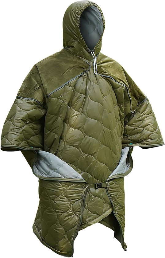Draagbare Slaapzak - Outdoor deken - Kamperen en reizen - Met capuchon - 190 x 135 cm - Aanthraciet