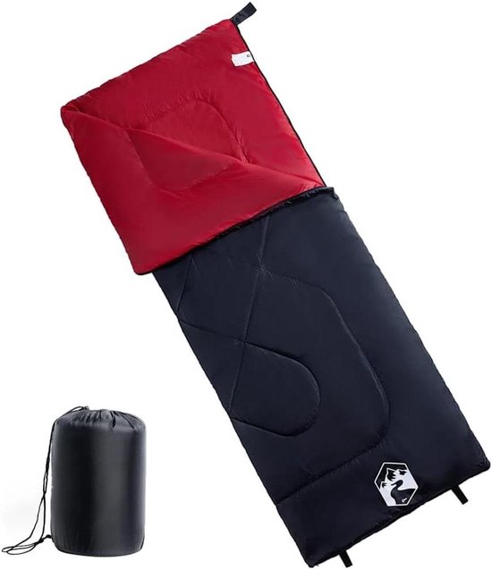 Draagbare Slaapzak - Outdoor Slaapzak - Kamperen en Reizen - Waterbestendig - 190 x 72 cm - Zwart en Rood