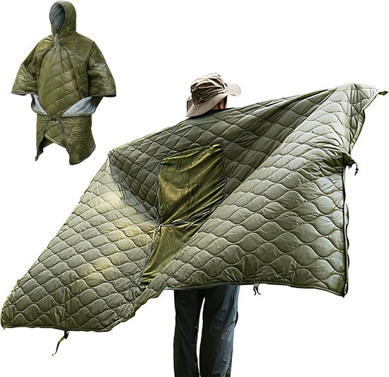 Draagbare Slaapzak - Poncho Slaapzak - Outdoor Activiteiten - Met Capuchon - 190x135cm - Zwart