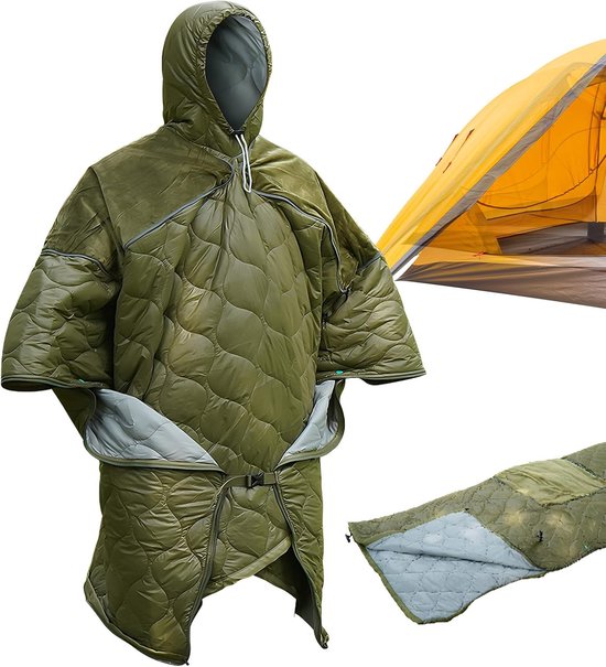 Draagbare Slaapzak - Reisdeken Outdoor - Kamperen en Reizen - Met Capuchon Verstelbaar - 190 x 135 cm - Blauw