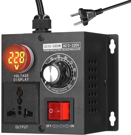 Draagbare Spanningsregelaar 5000W voor AC 220V - Variabele Temperatuur en Snelheidsregeling van Merkloos
