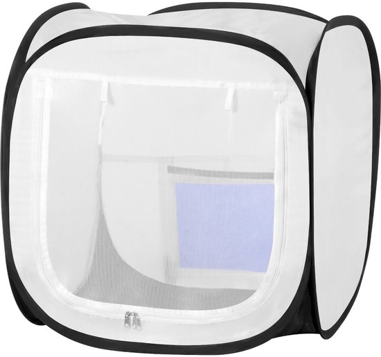 Draagbare spuitcabine, pop-up spuittent van 40 x 40 x 43 cm met gaasdeur, ideaal voor kleine modellen, sculpturen, vazen en fotolijsten, handig pop-upontwerp