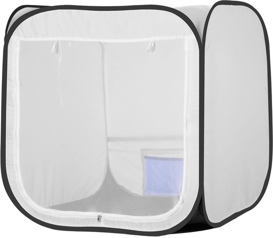 Draagbare spuitcabine, pop-up spuittent van 72 x 72 x 75 cm met gaasdeur, ideaal voor het schilderen van kasten, stoelen, modellen en tafels, met pop-upontwerp en verbeterde luchtstroom