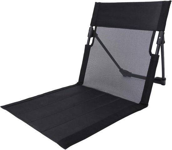 Draagbare Stoel - Zitje Laag - Buiten Ontspannen - Opvouwbaar Ontwerp - 21 Inch Rugleuning - Zwart
