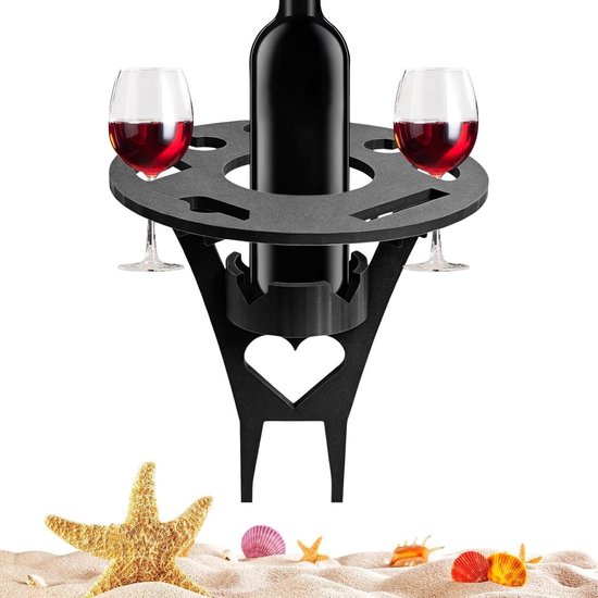 Draagbare Strandtafel - Opvouwbare Tafel - Buiten Dineren - Met Bekerhouders - 25 cm Breed - Zwart