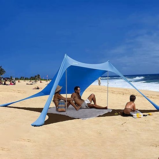 Draagbare Strandtent met UV-bescherming en Zandankers - Lichtgewicht Zonnedak voor Familie-uitjes
