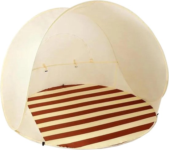 Draagbare strandtent, strandschaduwtent met ventilatieruiten van gaas, eenvoudig op te zetten luifel met UV-bescherming voor 3-4 personen