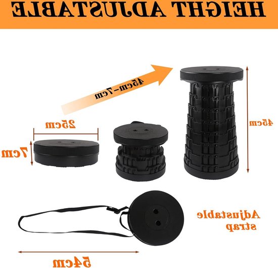 Draagbare telescopische kruk - opvouwbare krukken voor volwassenen, lichtgewicht en robuust voor camping, concerten, BBQ, en meer - Max belasting [Populair zoekwoord] pop up stool van Forgun
