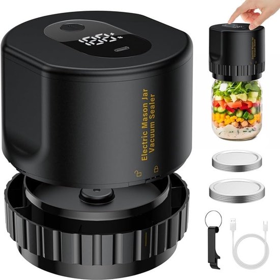 Draagbare Vacuümzaksluiter - Eénknops Bediening - Voor Camping en Picknick - Compact en Handzaam - Zwart - 1 Stuk van Merkloos