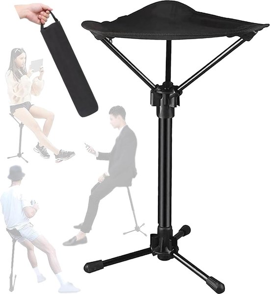 Draagbare verstelbare opvouwbare kruk met drie snelheden en draagtas voor camping en bergbeklimmen pop up stool