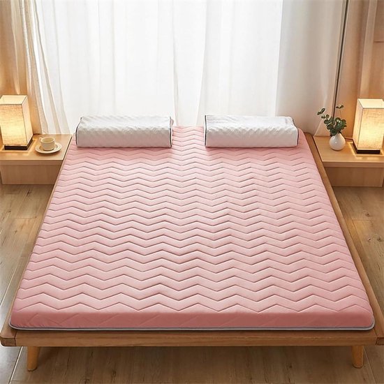 Draagbare Vloermatras - Opvouwbare Futon - Comfortabel Slapen - 5 cm Dik - Eenpersoons/Tweepersoons - Roze