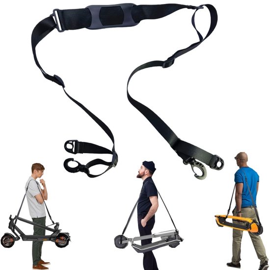Draagriem - verstelbare draagriem - draagriem voor strandstoel - draagriem voor scooter - geschikt voor loopfietsen, strandstoelen, vouwfietsen en snowboards (3,8 x 180 cm - zwart)
