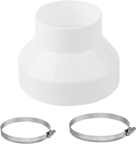 Drain Hose Adapter 150mm to 100mm - Reducer Connector met 2 RVS Slangklemmen - ABS Universele Reducer voor Ventilatie Ronde Buizen en Ventilatieduct van Merkloos