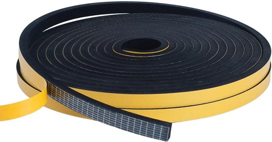 Draught Strip voor Deuren, 2 Rollen 6mm x 3mm, Zelfklevende Isolatietape, Weerbestendige Dichting, Totaal 20 Meter Lang, Zwart, Geluidsisolatie en Energiebesparing