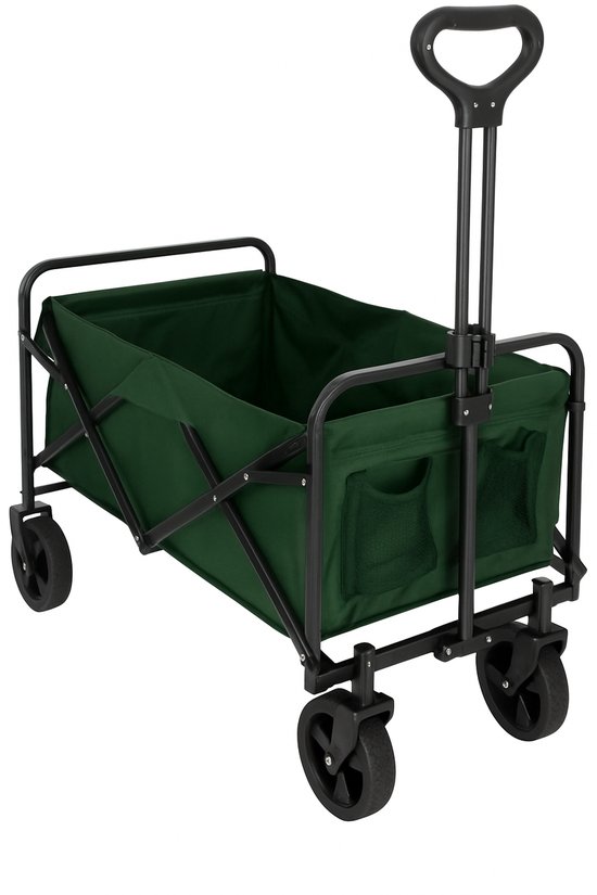 Dreamble® | Compacte Bolderkar | Groen | Inklapbaar | Fluisterwielen | 80L | Tot 90KG | Verstelbare Handgreep | Strandkar | Puppykar | Kampeerkar | 360º Wielen van Merkloos