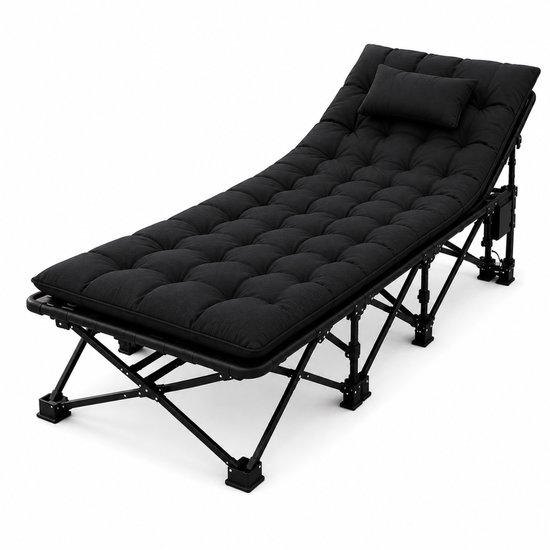 DreamGoods Veldbed met Matras - Opvouwbaar Campingbed - Inklapbaar Logeerbed Volwassenen - 190x80 cm - Duty Stretcher - Verstelbare Rugleuning - Kamperen - Veldbed 2 personen - Veldbed XXL