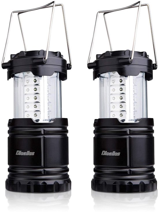 Dreamhigh Campinglamp set van 2 - 30 LED's - Opvouwbare en Waterdichte Campinglamp met Haak - Draagbare Campinglantaarn voor Tent - Wandelen - Vissen en Noodgevallen bij Stroomuitval