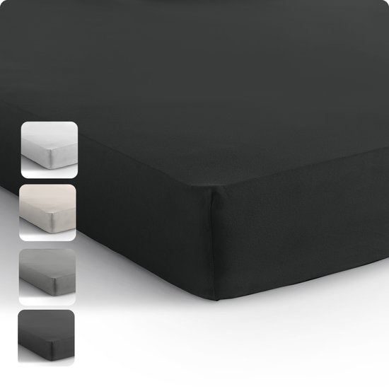 Dreamhouse Jersey Stretch Hoeslaken - 100% Katoen - 190/200x200/220 - Zwart van Dreamhouse