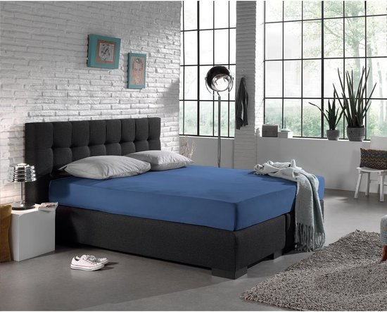 Dreamhouse Jersey Stretch Hoeslaken - 100% Katoen - 80/90/100x220 - Blauw van Dreamhouse