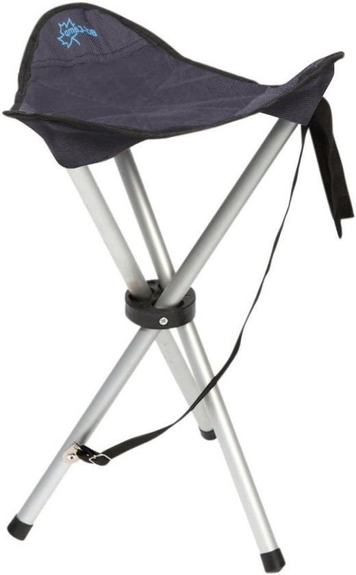 Driepoot Kruk - Opvouwbaar Zitje - Kamperen en Vissen - Lichtgewicht Aluminium Frame - 42 cm Hoog - Antraciet