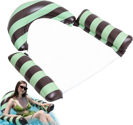 Drijfmatras Volwassenen - Opblaasbaar Lounger - Water Ontspanning - Ergonomisch Ontwerp - 111x107x18cm - Groen