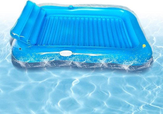 Drijvende Loungebank - Opblaasbaar Vlot - Water Ontspanning - Ingebouwde Bekerhouder - 180 x 120 cm - Enkel