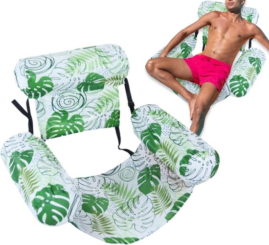 Drijvende Loungestoel - Opblaasbaar Ligbed - Ontspannen in water - Verstelbare rugsteun - 76x405x609cm - Lichtgroen