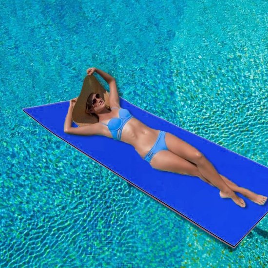 Drijvende Mat - Water Pad Zwembadmat - Water Entertainment - Anti-Scheur XPE Foam - 180x55x3.3cm - Blauw Geel Groen