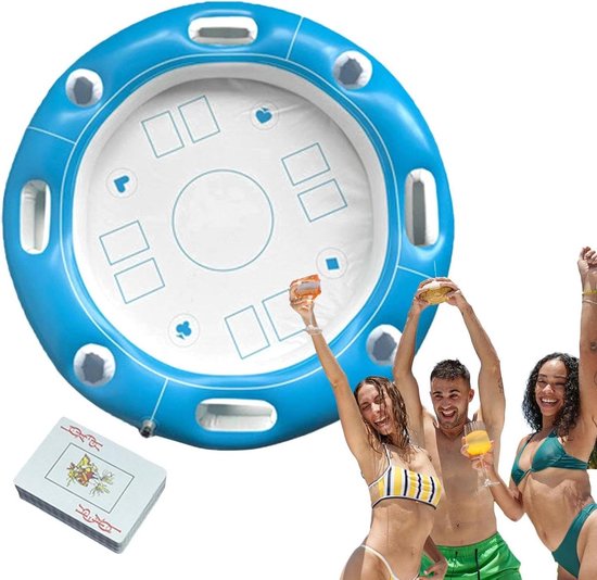 Drijvende Speeltafel - Opblaasbaar Vlot - Waterplezier Spel - Geïntegreerde Drankkoeling - Diameter 100 cm - Circulair
