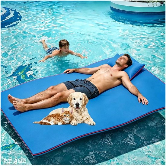 Drijvende Watermat - Watermat Schuimmat - Waterplezier Genieten - Scheurbestendig XPE Schuim - 170x120x3.3cm - Blauw